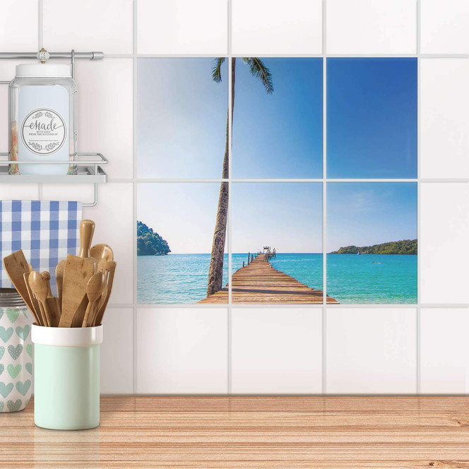 Fliesenaufkleber hoch - Caribbean - 6er Set