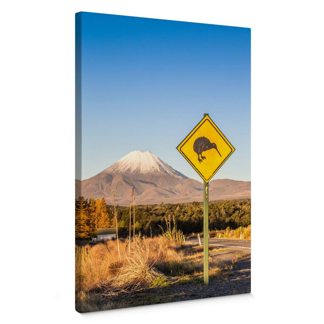 Leinwandbild Colombo - Strassenschild: Achtung Kiwi