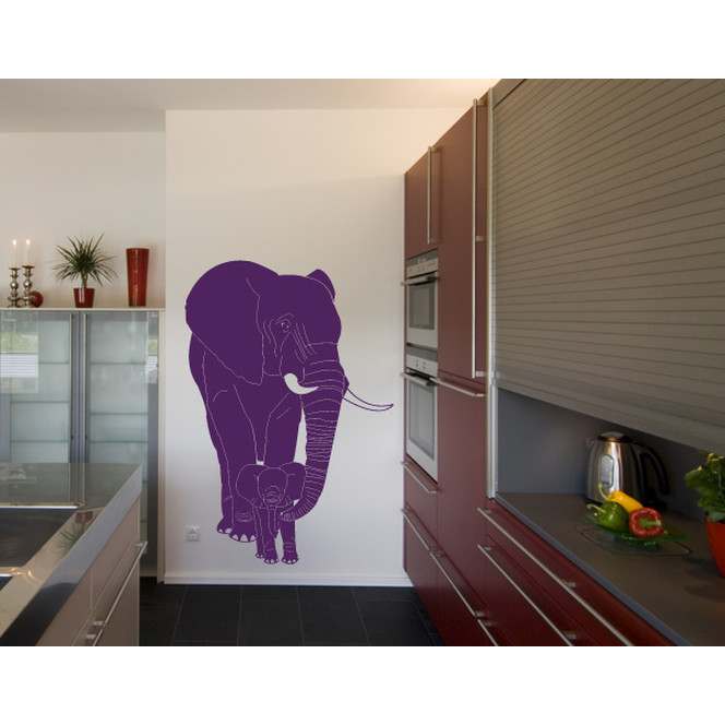 Wandtattoo Elefantenmutter & Junges