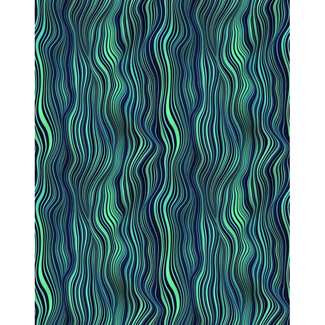 Fototapete Bildtapete Wellenlinien in Blau und Petrol mit grafischem Streifenmuster 2.7 x 2.12 m