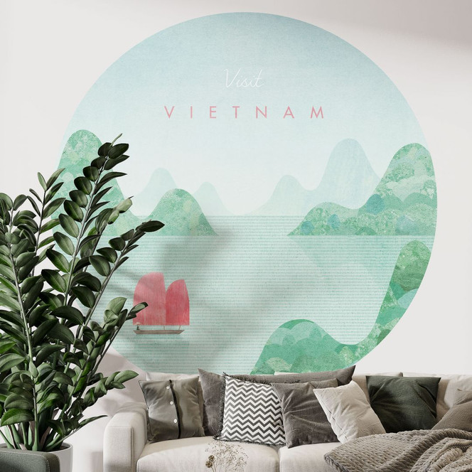 Fototapete Halong-Bucht auf Vietnam-Reisen - Rivers - Rund - Selbstklebend/Vlies