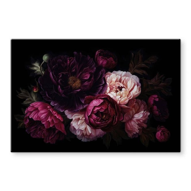 Glasbild Blumenstrauss mit Pfingstrosen - UN Designs