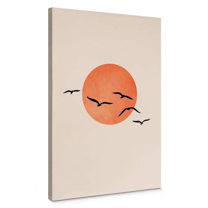 Leinwandbild Zugvögel fliegen der Sonne entgegen - Kubistika