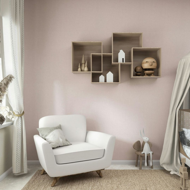 Vliestapete Textil, Struktur Uni Modern matt in Rosa