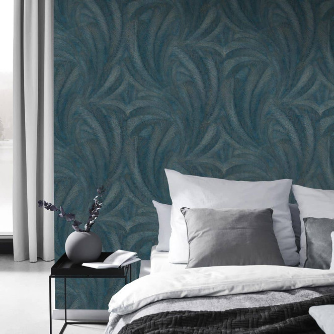 Blättermotivtapete Elysium türkis