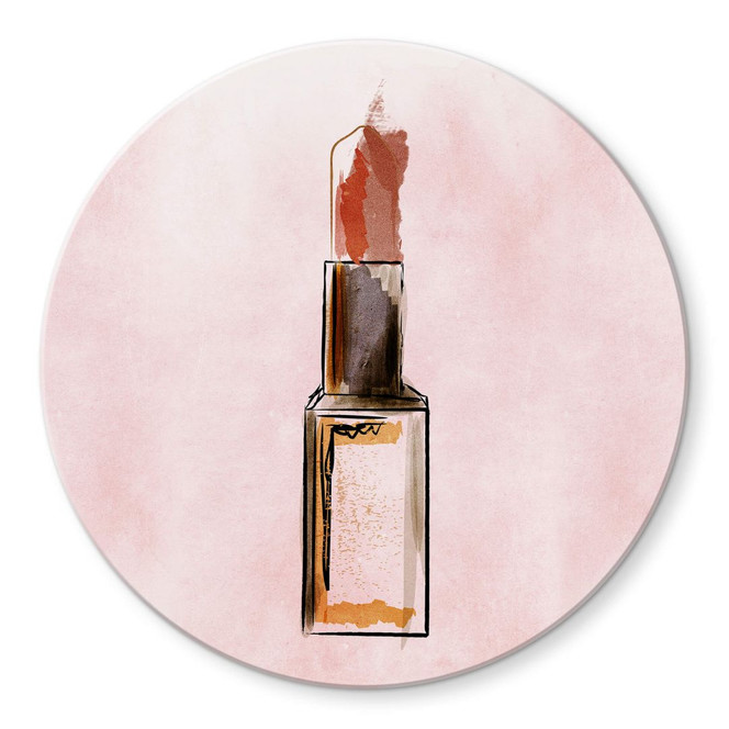 Glasbild Kubistika - Lippenstift - Rund
