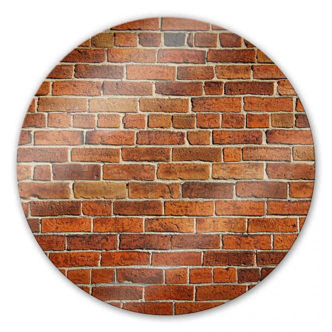 Glasbild Ziegelsteinmauer - rund