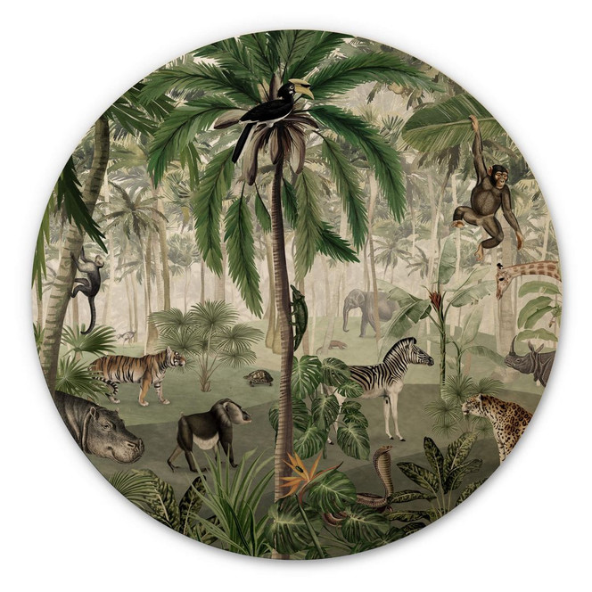 Holzbild Kikki Belle - Dschungel Suchbild - Rund