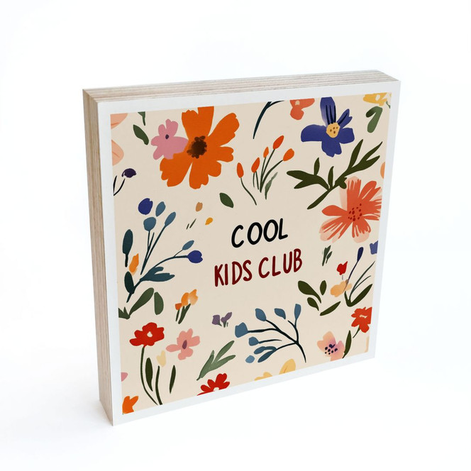 Holzbild zum Hinstellen - Cool Kids Club Bunte Blumen - Treechild - 15 x 15 cm