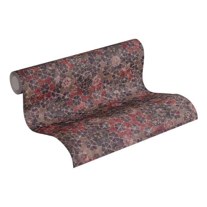 Livingwalls Vliestapete New Walls Finca Home Fliesentapete braun, metallic, rot