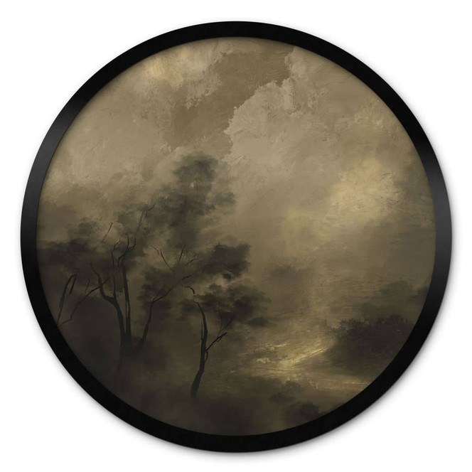 Poster Bäume im Nebel der Dämmerung - Hobday - Rund