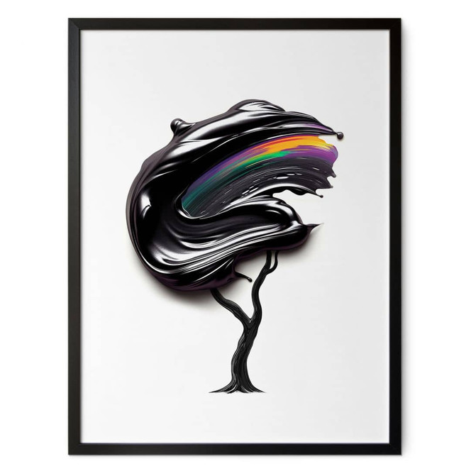 Poster Baum mit schwarzer 3D-Krone - Mielu