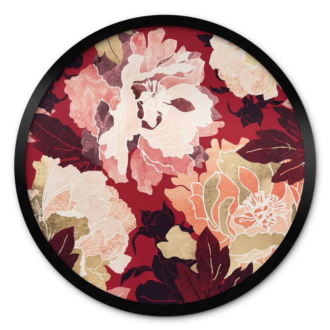 Poster Pfingstrosen mit grossen Blüten - SpaceFrog Designs - Rund
