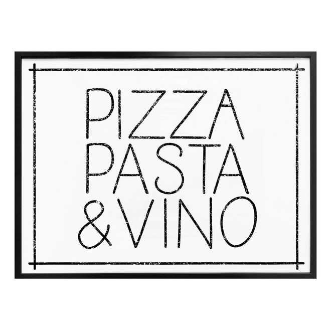 Poster Pizza Pasta & Vino weiss