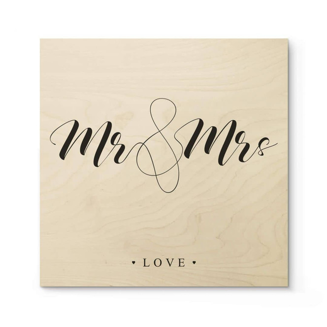 Holzposter Mr and Mrs - Quadratisch