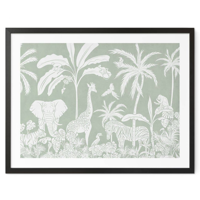Poster Dschungeltiere in tropischem Grün - Kikki Belle