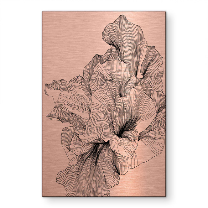 Alu-Dibond gebürstet mit Kupfereffekt - Florale Linienkunst - Treechild