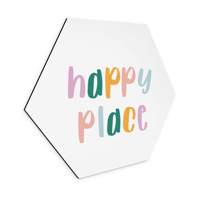 Hexagon Wandbild - Happy place - Alu-Dibond