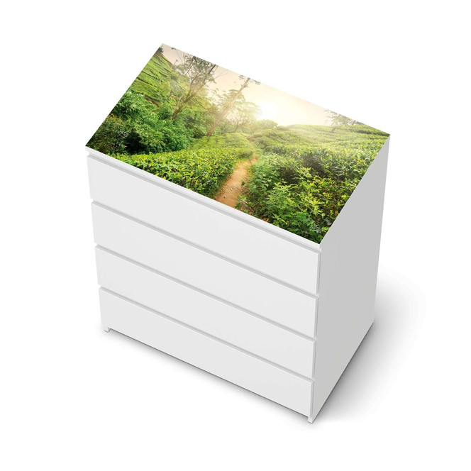 Möbelfolie IKEA Malm Kommode 4 Schubladen oben - Green Tea Fields- Bild 1