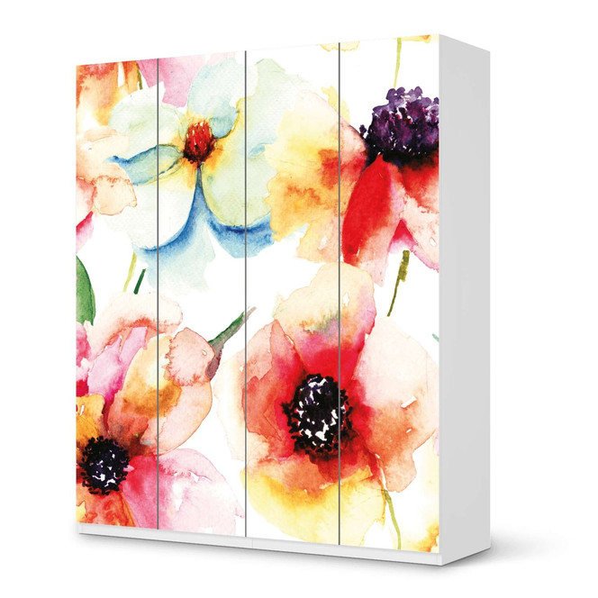 Möbelfolie IKEA Pax Schrank 236cm Höhe - 4 Türen - Water Color Flowers- Bild 1