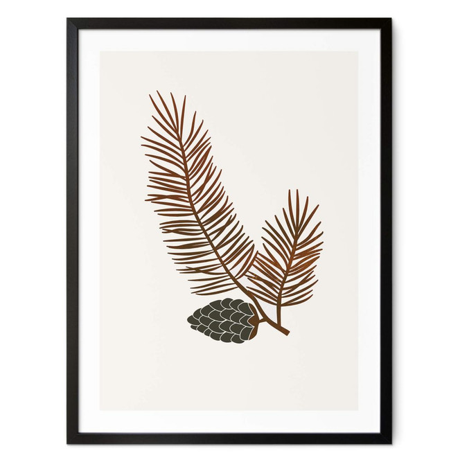 Poster Kubistika - Tannenzapfen am Zweig