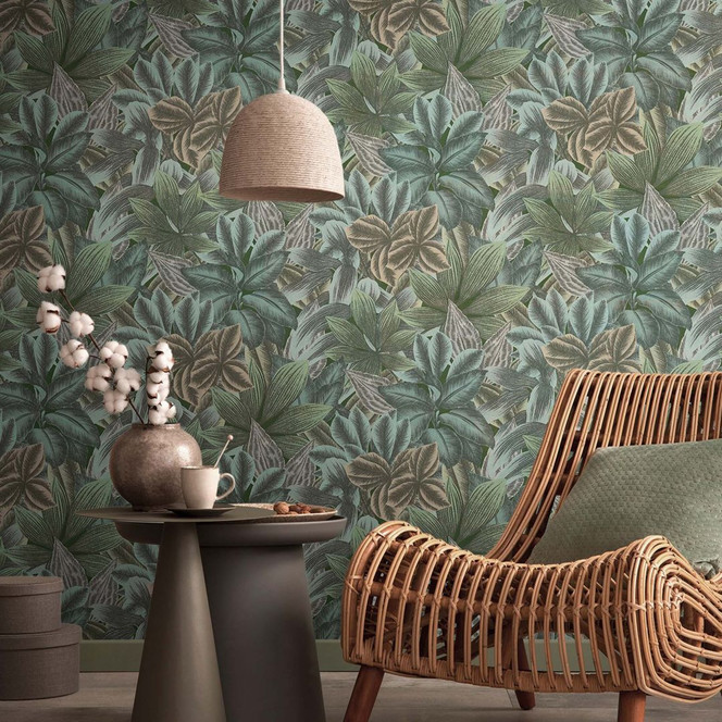 Vliestapete Grün Dschungeltapete Natur Palmen Blätter Tapetenrolle modern