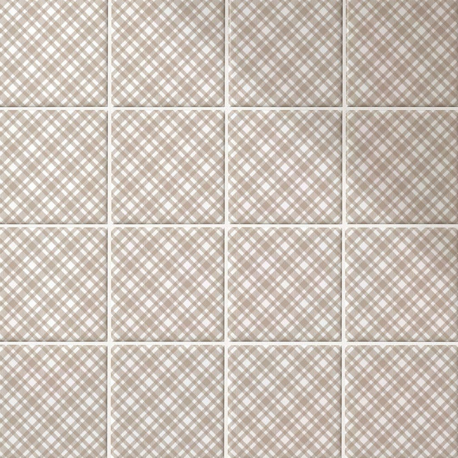 Fliesenaufkleber Kariertes Muster in Taupe-weiss - 12er Set