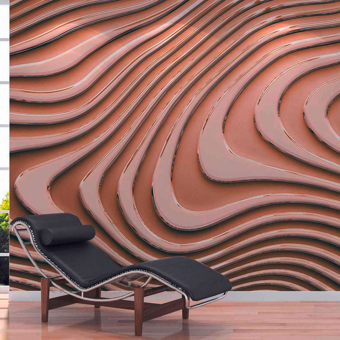 Fototapete Design GeometricWave1 in beige schwarz - Vliestapete Designwalls 2 - 2.55x3.5 m