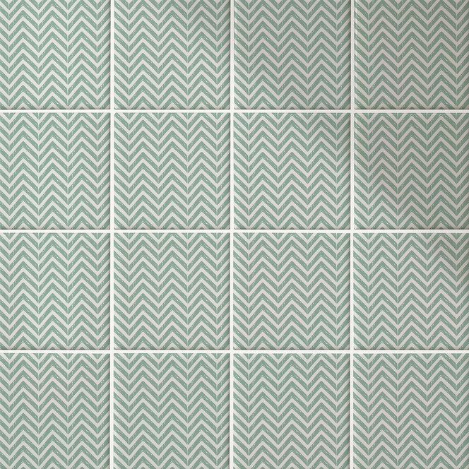 Fliesenaufkleber Boho - Fischgrätenmuster salbei - 12er Set