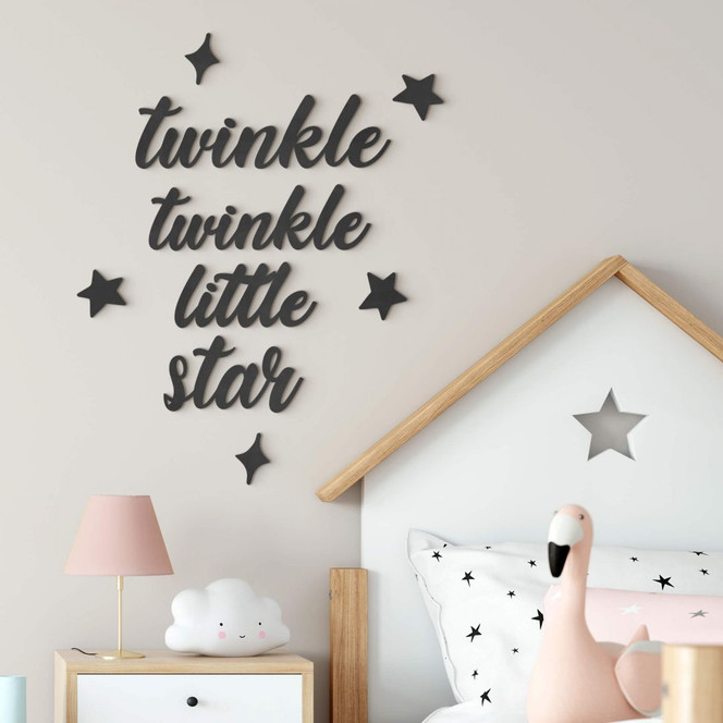 MDF Spruch Wanddeko - Twinkle twinkle little star - Kinderzimmer
