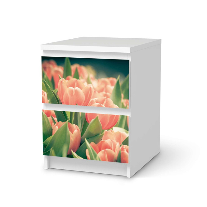 Möbelfolie IKEA Malm Kommode 2 Schubladen - Tulips for You- Bild 1