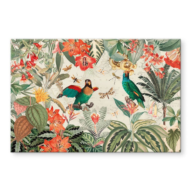 Acrylglasbild Exotischer Dschungel mit Papageien - UN Designs