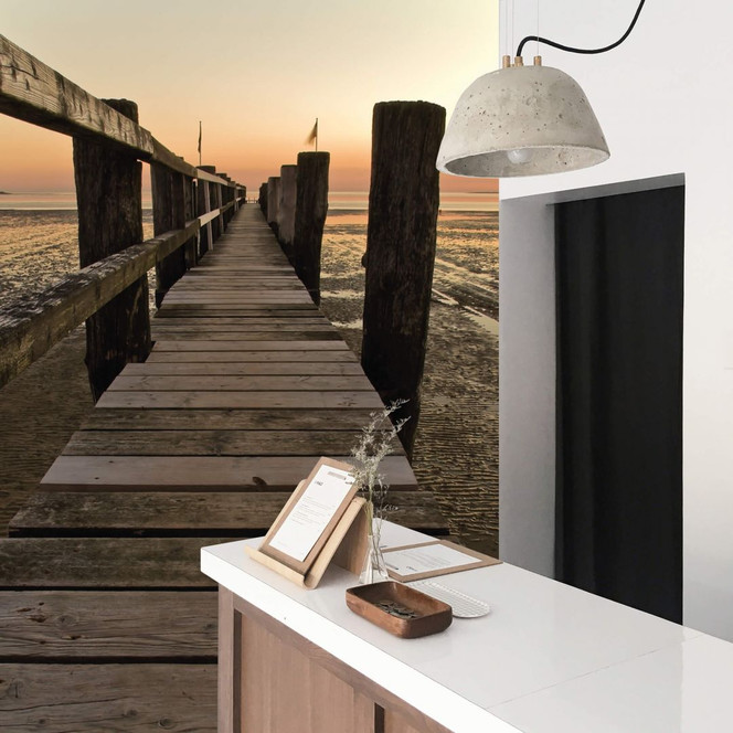 Fototapete Steg im Wattenmeer - 144x260cm - Bild 1