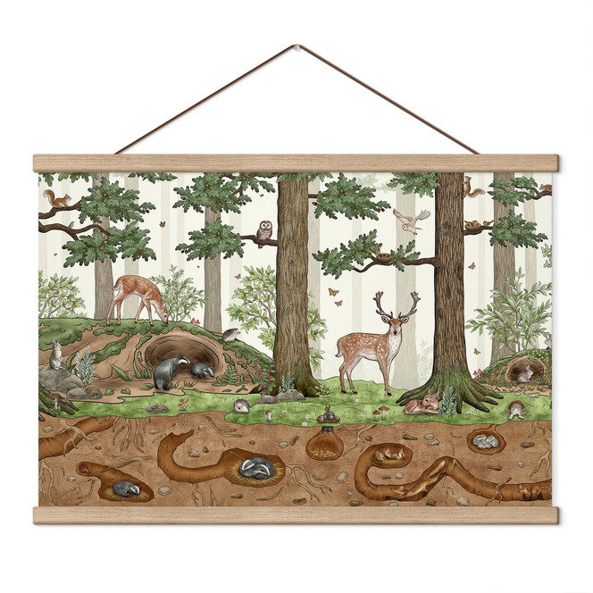 Kinderzimmer Stoffbild Wimmelbild Waldtiere - Kikki Belle