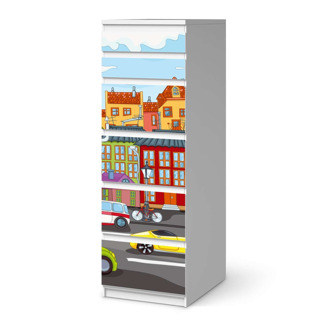 Klebefolie IKEA Malm Kommode 6 Schubladen (schmal) - City Life- Bild 1