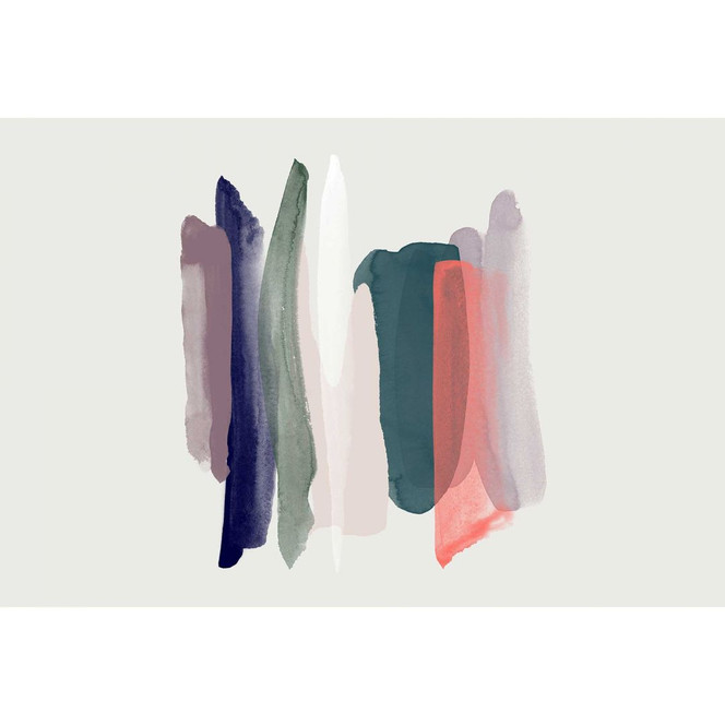 Livingwalls Fototapete ARTist Near mit Aquarell Zeichnung blau, creme, grün, rot - Bild 1