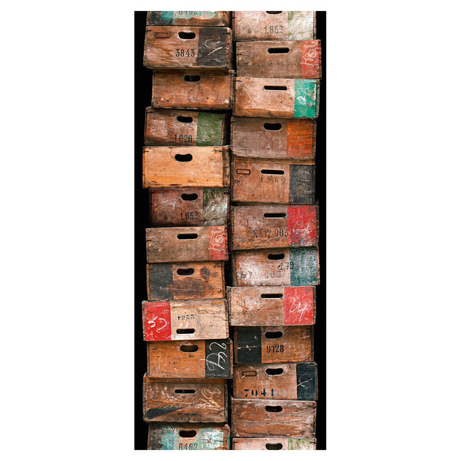 Livingwalls Wandtattoo pop.up Panel in Holzoptik Holzkisten selbstklebend braun, bunt