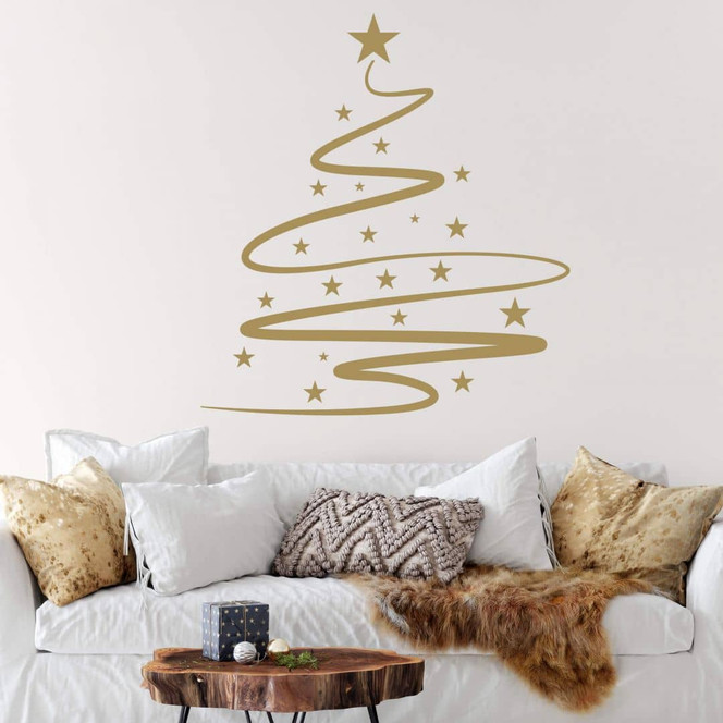 Wandtattoo Weihnachtsbaum Line Art