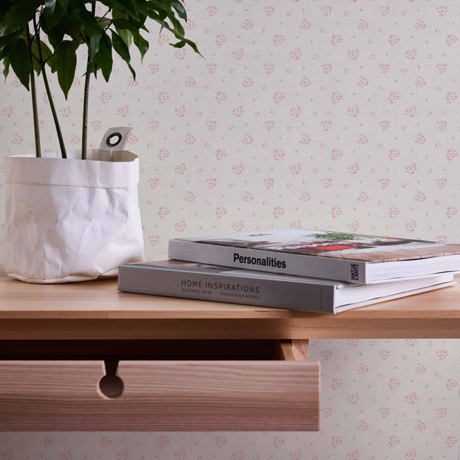 Blümchentapete grau rot - Vliestapete Landhaus A.S. Création - matt und leicht strukturiert