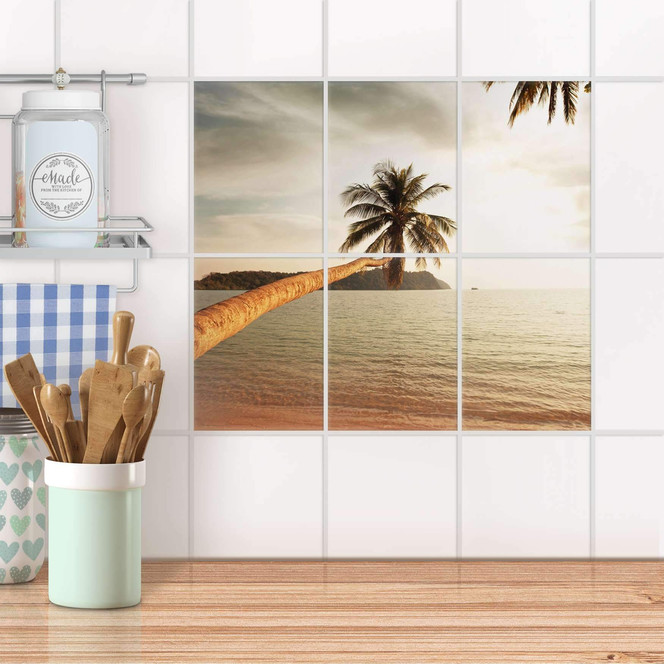Fliesenaufkleber hoch - Paradise - 6er Set