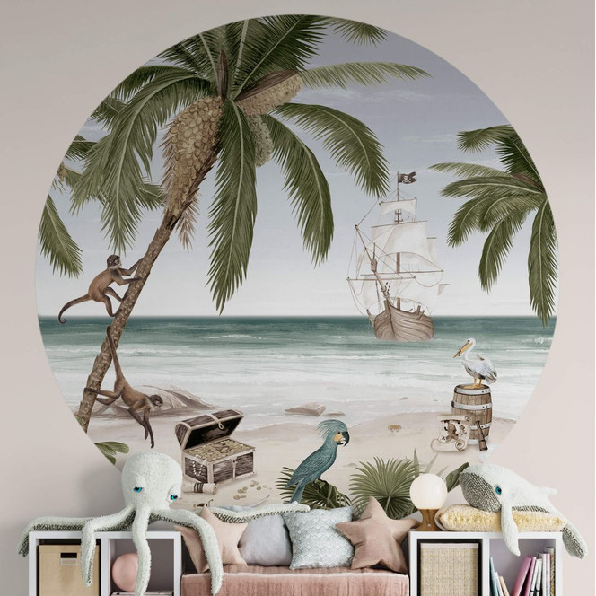 Kinderzimmer Fototapete Kikki Belle - Piratenbucht - Rund - Selbstklebend/Vlies