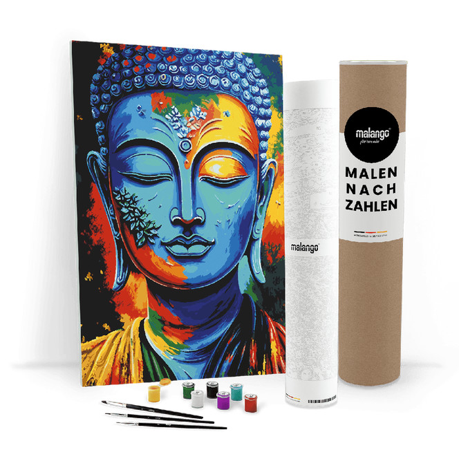 Malen nach Zahlen Leinwandbild - Blauer Buddha