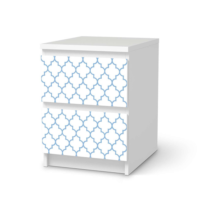 Möbelfolie IKEA Malm Kommode 2 Schubladen - Retro Pattern - Blau- Bild 1