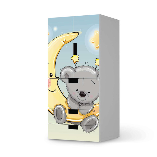 Möbelfolie IKEA Stuva / Malad - 3 Schubladen und 2 kleine Türen - Teddy und Mond- Bild 1