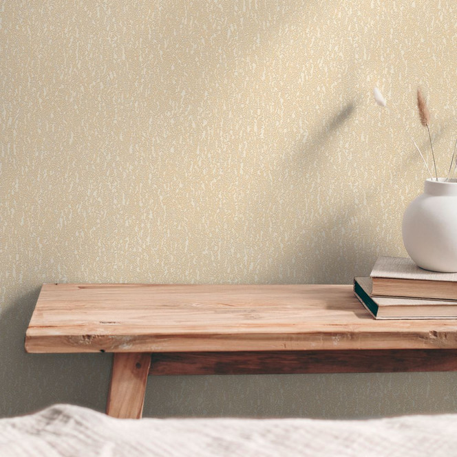 Strukturtapete in Putz-Optik Beige Gelb Creme – Vliestapete matt strukturiert