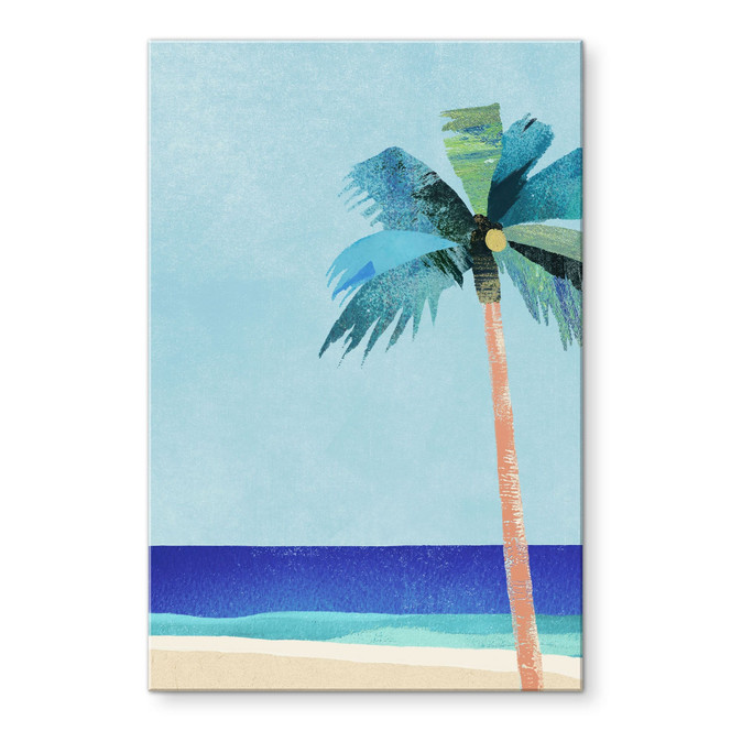 Acrylglasbild Urlaubsstrand mit Palme - Rivers