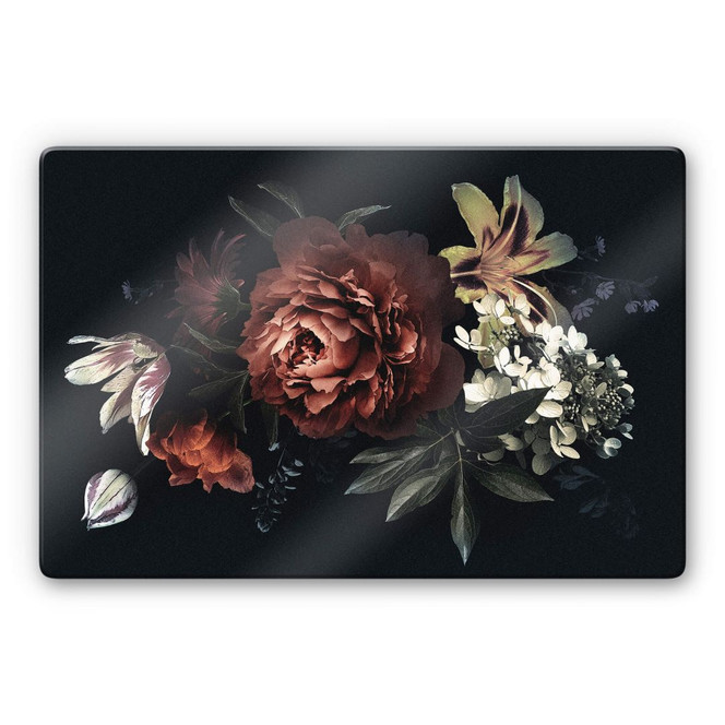 Glasbild - Blumenbouquet Rot