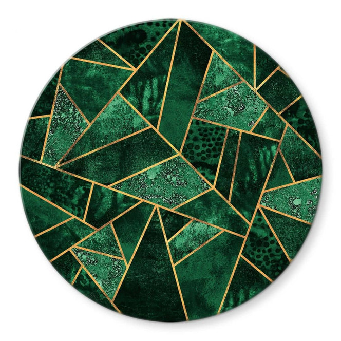 Glasbild Fredriksson - Dunkelgrüner Smaragd - Rund