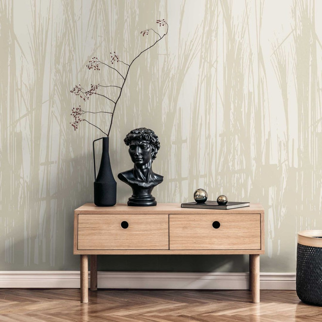 Gräser-Tapete Beige - Vliestapete mit Naturmotiv für Wohnzimmer & Schlafzimmer