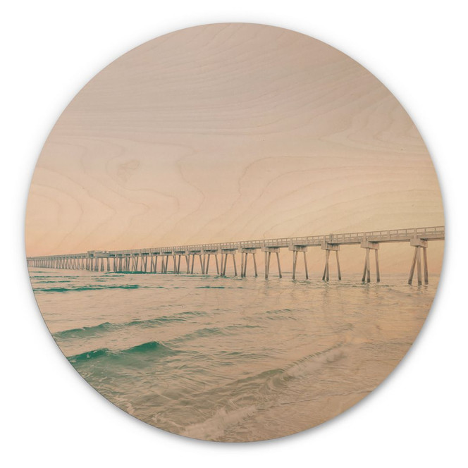 Holzbild Seebrücke über dem Meer - Sisi & Seb - Rund